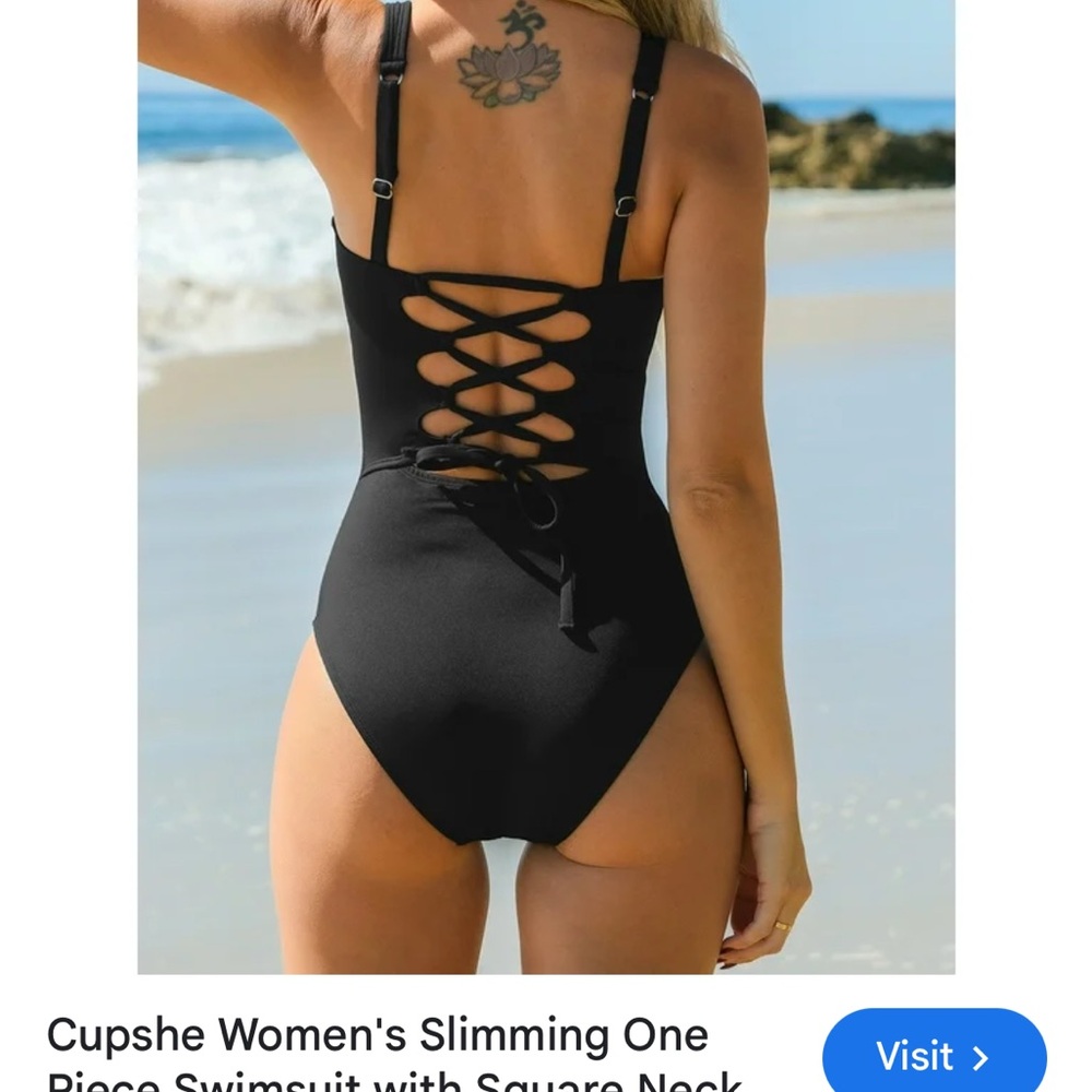 Cupshe Black One Piece Swimsuit Classic Design